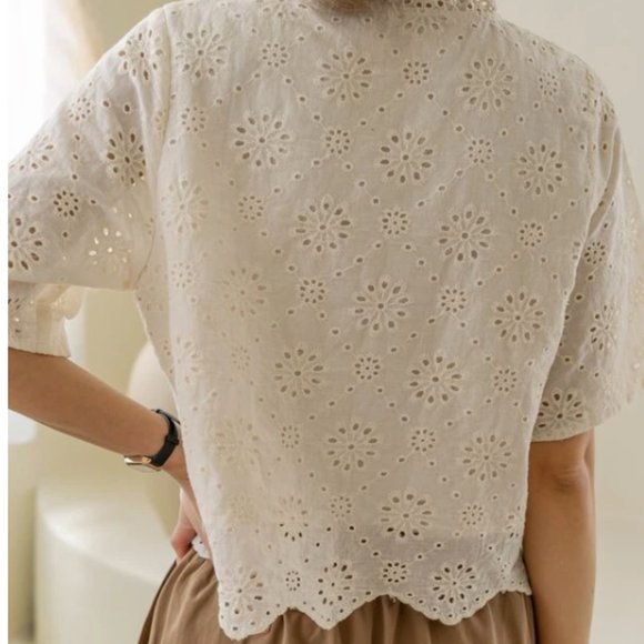 DAZY Eyelet Embroidery Button Front Blouse - Picture 2 of 5